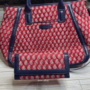 Vera Bradley Trapeze Tote & Tri-Fold Wallet Set - Bandana Paisley Print